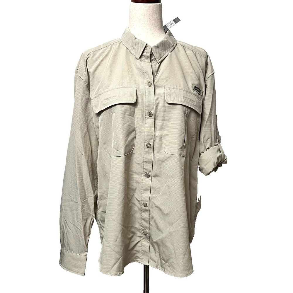 NWT $80 EDDIE BAUER Women's XL Guide UPF Field Shirt Hiking Outdoor Roll Tab LS